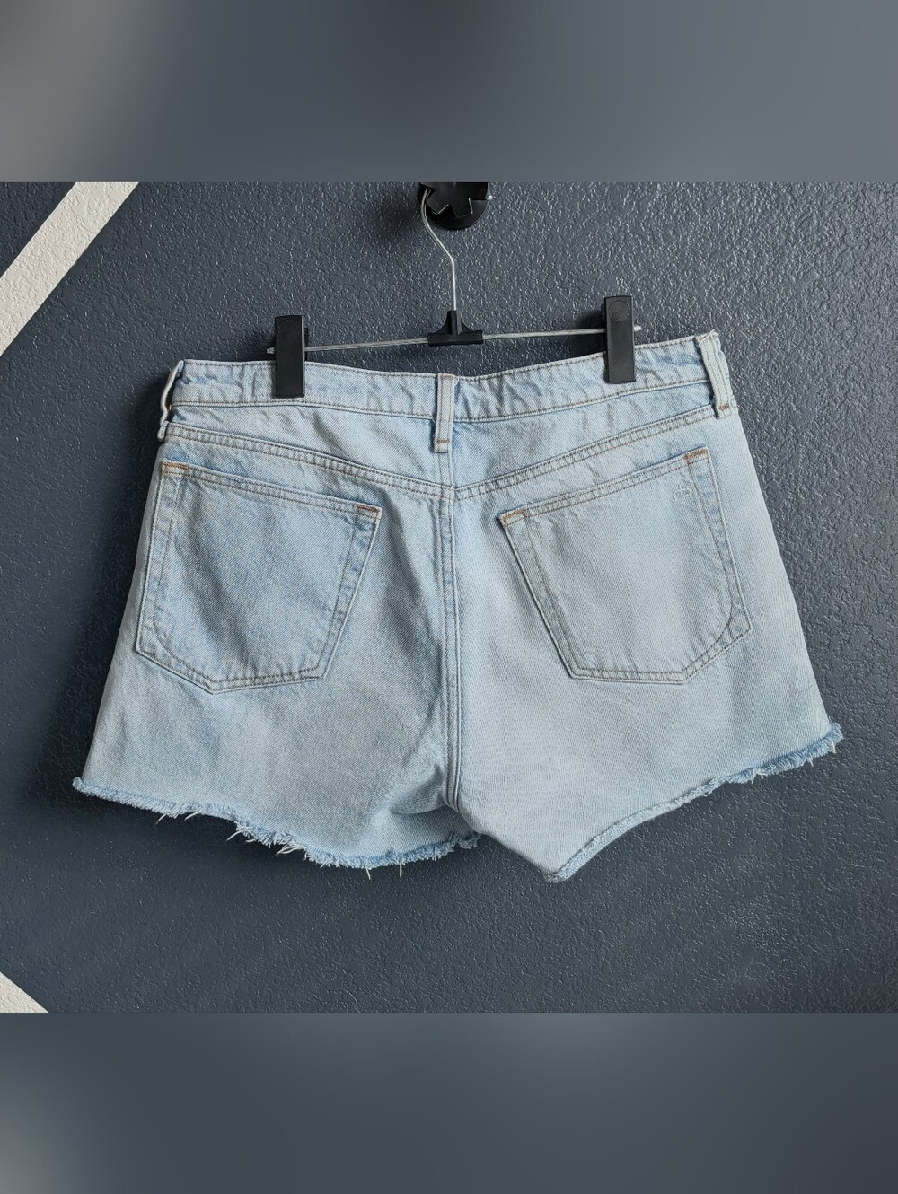 rag & bone Light Blue Frayed Edge Denim Shorts - Picture 4 of 4